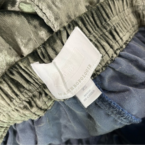 ETT:TWA by Anthropologie Olive Green Crushed Velvet Pants - Picture 4 of 7